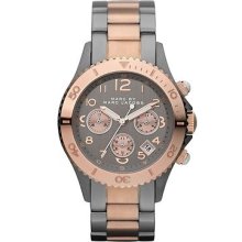 Marc By Marc Jacobs Mbm3157 Gunmetal And Rose Gold Ion Plated Chrono Lady Watch