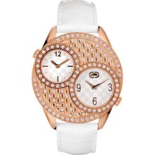 Marc Ecko ME-001 Rose Gold Crystal Accented Case Leather Women's Watch