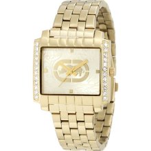 Marc Ecko Rhino Women's E8m046mv Gold Tone Square Watch Swarovski Crystals