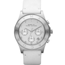 Marc Jacobs Womens Blade White Leather Chrono Watch Mbm1187