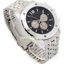 Men Fashion Watch 30m Waterproof Automatic Black 6 Hand Week Date 24h Steel Hq