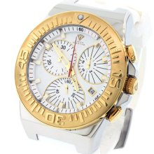 Men's Aqua Master White Dial White Band Two Tone Case Chronograph Watch W339