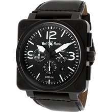 Men's Aviation Automatic Chronograph Black Dial Black Leather ...