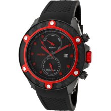 Men's Carbon Brake Dual Time Black Dial Black Silicone