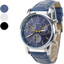 Men's Casual PU Leather Analog Quartz Wrist Watch (Assorted Colors)