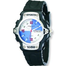 Mens Charles Hubert Rubber Band White and Blue Dial Sport Watch