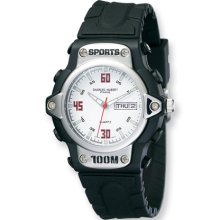 Mens Charles Hubert Rubber Band White Dial Watch