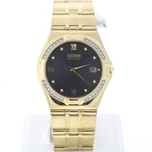 Men's Citizen bm0722-57e Elektra Diamond Bezel Gold Tone Stainless Steel Watch