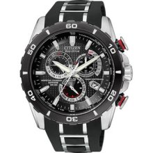 Mens Citizen Eco Drive Perpetual Chronograph AT WR200 Black Dial Watch