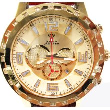 Mens Diamond Aqua Master Watch Round Cut H Color W-138 Yellow 0.60ct