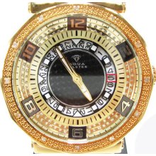 Mens Diamond Aqua Master W-301 Yellow Round Cut H Color Watch 0.60ct