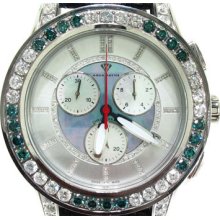 Mens Diamond Aqua Master Watch Round Cut G Color MOP 19637 8.00ct