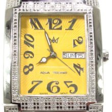 Mens Diamond Aqua Techno with Stainless Steel Watch Round Cut 0.50ct