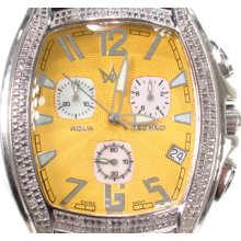 Mens Diamond Aqua Techno Watch Round Cut with Stainless Steel 0.50ct