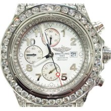 Mens Diamond Breitling Super Avenger Fully Watch 2 Round Cut 20.00ct