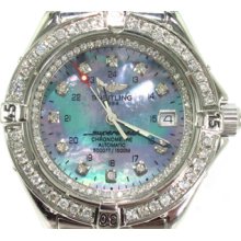 Mens Diamond Breitling Watch Round Cut G Color Superocean 2.00ct