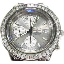 Mens Diamond Breitling Watch Round Cut G Color Crosswind 6.50ct