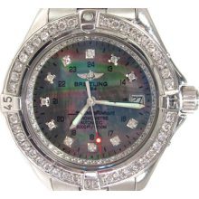 Mens Diamond Breitling Watch Round Cut G Color Superocean 2.80ct