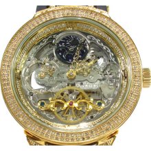 Mens Diamond Joe Rodeo Master Watch JJM81 Round Cut H Color 2.20ct