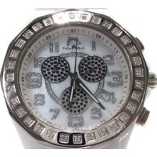 Mens Diamond Techno Master TM-2131 White Watch Round Cut 0.90ct