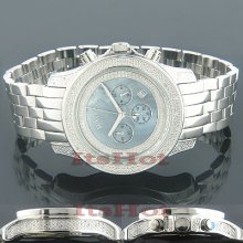 Mens Diamond Watches Blue MOP 0.5ct Luxurman Freeze