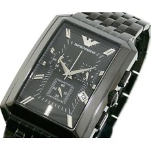 Mens Emporio Armani Black Chrono Watch Ar0475