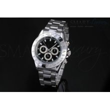 Mens Freedom Fighter Automatic Mechanical Chrono Silver Stainless Steel Watch