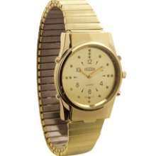 Mens Gold Braille and Talking Watch Exp Band