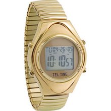 Mens Gold Talking Calendar Watch with Calendar Display Expansion Band