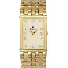 Men's Gold Tone Dress Champagne Dial Diamond Markers