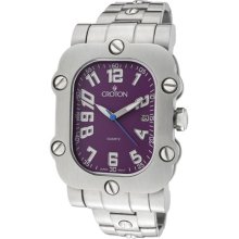 Men's Industrial Purple Dial Stainless Steel ...