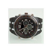 Men's Leisure Dual Time Waterproof Sport Electronic Watch Silver