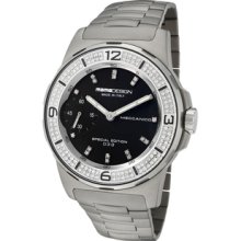 Men's Mechanical Black Dial White Diamond (1.06 ctw) Stainless