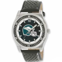 Men's Philidelphia Eagles Stainless Steel National Football League Watch and Leather Strap