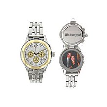 Mens Picture Watch Chrono with Stainless Bracelet, Mother's Jewelry