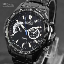 Men's Sport Water Resist Hours Analog Steel Deluxe Black Wrist Watch