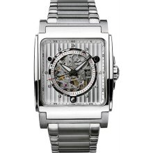 Men's Stainless Steel Automatic Silver Tone Skeleton Dial