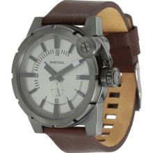 Men's Stainless Steel Case Leather Bracelet Gray Tone Dial