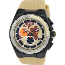 Men's Stainless Steel Case Quartz Chronograph Sand Camouflage Dial Lig