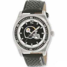 Men's Stainless Steel Pittsburgh Steelers Watch and Leather