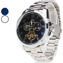 Men's Steel Analog Automatic Wrist Mechanical Watch (Assorted Colors)