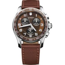 Men's Swiss Army Brown Chrono Classic Stainless Steel Watch