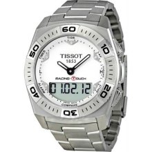 Men's T-Touch Racing Analog Digital Stainless Steel Case and Bracelet White Dial