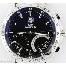 Mens Tag Heuer Link Calibre S Cjf7110 Black Steel Tachymeter 42mm Watch Tag038