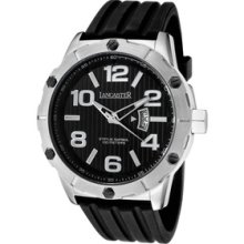 Men's Trendy Black Textured Dial Black