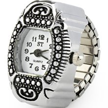 Metal Archaize Case Ring Watch