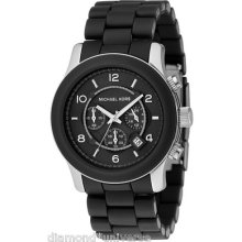 Michael Kors Mk8107 Men's Chrono Runway Black Polyurethane & Stainless Steel