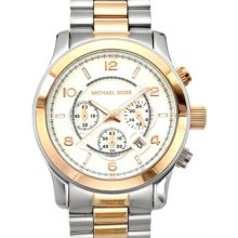 Michael Kors MK8176 Runway Two Tone Chronograph Stainless Steel Men... - silver