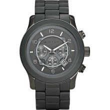 Michael Kors Runway Mens Chronograph Round Analog Watch Grey Bracelet