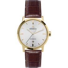 Michel Herbelin Men's Automatic Watch With White Dial Analogue Display And Brown Leather Strap 1669/P11go